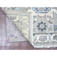2'7"x6'3" Gray Peshawar with Heriz All Over Design Hand Knotted Wool Runner Rug