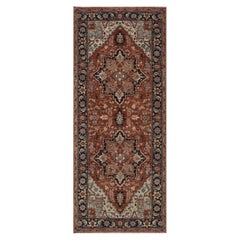 2'7"x6'3" Red Antiqued Fine Heriz Re-Creation Pure Wool Hand Knotted Runner Rug