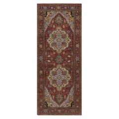 2'7"x6'3" Red Antiqued Fine Heriz Re-Creation Soft Wool Hand Knotted Runner Rug