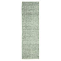 2
7"x6
4" Gray Hand Knotted Oxidized and Distressed Grass Design Wool Runner Rug