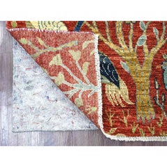 Tappeto Runner in lana rosso annodato a mano Peshawar Birds of Paradise Design/One 2'7 "x6'4"