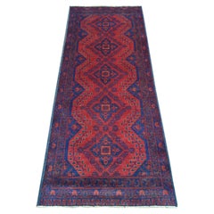 2
7"x6
5" Scarlet Red Soft Wool Afghan Andkhoy Geometric Design Hand Knotted Rug