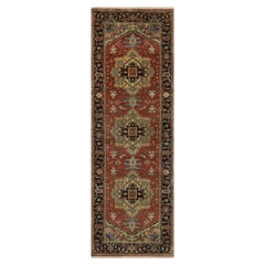 2'7 "x7'10" Tapis de course rouge en laine néo-zélandaise Heriz Revive nouée à la main