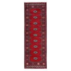 2'7"x7'10" Red Princess Bokara Tribal Medallion Hand Knotted Wool Runner Rug