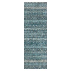 2
7"x7
7" Blue Kohinoor Herat Repetitive Pattern Hand Knotted Wool Runner Rug