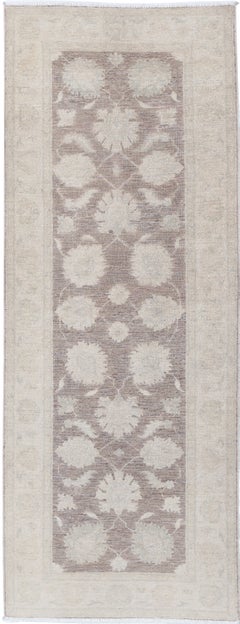 2.7x7.7 ft Handmade Floral Wool Runner Rug for Corridor, Kitchen and Hallway