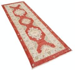 2.7x7.8 ft Handknotted Hallway Runner Rug. Red Corridor Rug. Kitchen Rug