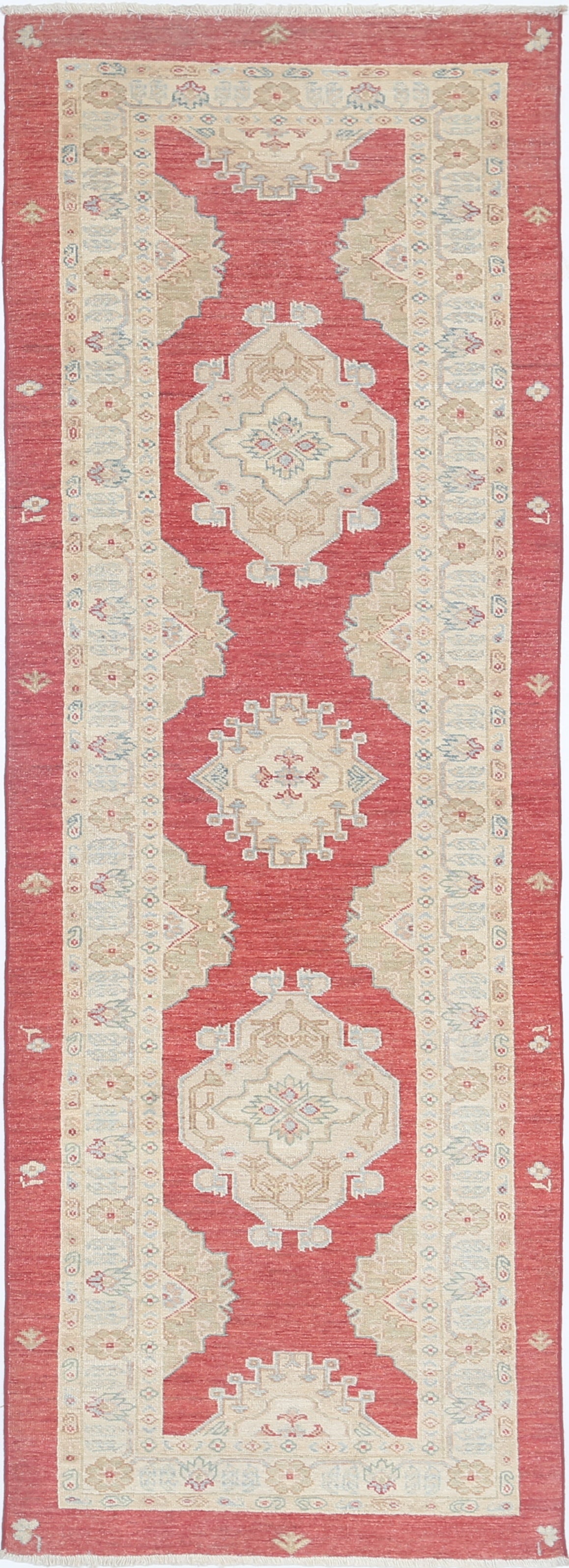 2.7x7.8 ft Handmade Runner Rug for Corridor. Hallway Rug. Beige, Red Kitchen Rug