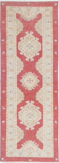 2.7x7.8 ft Handmade Runner Rug for Corridor. Hallway Rug. Beige, Red Kitchen Rug