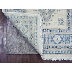 2'7 "x7'9" Elfenbein Vintage Look Kazak mit Medaillons Hand geknüpft Wolle Läufer Teppich