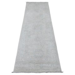 2
7 "x7
9" Blanco Angora Afgana Oushak Diseño de Hojas Alfombra de Lana Anudada a Mano