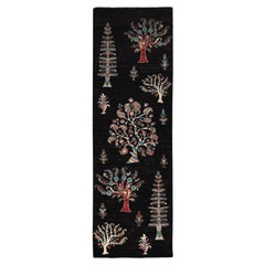 Tappeto Runner Orientale 2'7 "x8' Nero Grande Albero Tribale Design Afghano Sultani