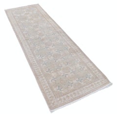 2.7x8 ft Wool Corridor Runner Rug. Handknotted Kitchen Rug. Beige Hallway Rug