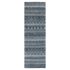 2
7 "x8
 Grauer handgeknüpfter Kohinoor Herrita Glänzende Wolle Läufer Orientteppich