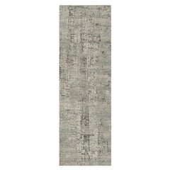 2'7"x8' Gray Modern Erased Design Hand Knotted Undyed Natural Wool Runner Rug