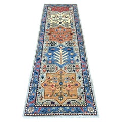 2'7"x8' Gray Peshawar Caucasian Akstafa Design Hand Knotted Wool Runner Rug
