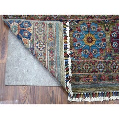 2'7"x8' Gray Super Kazak Khorjin Design Handknotted Vibrant Wool Runner Rug