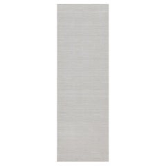 Tappeto da corridoio in poliestere tessuto a mano, 2'7"x8', color avorio, design moderno a striature