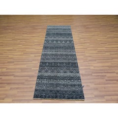 2'7"x8' Onyx Gray Hand Knotted Kohinoor Herrita Wool Runner Oriental Rug