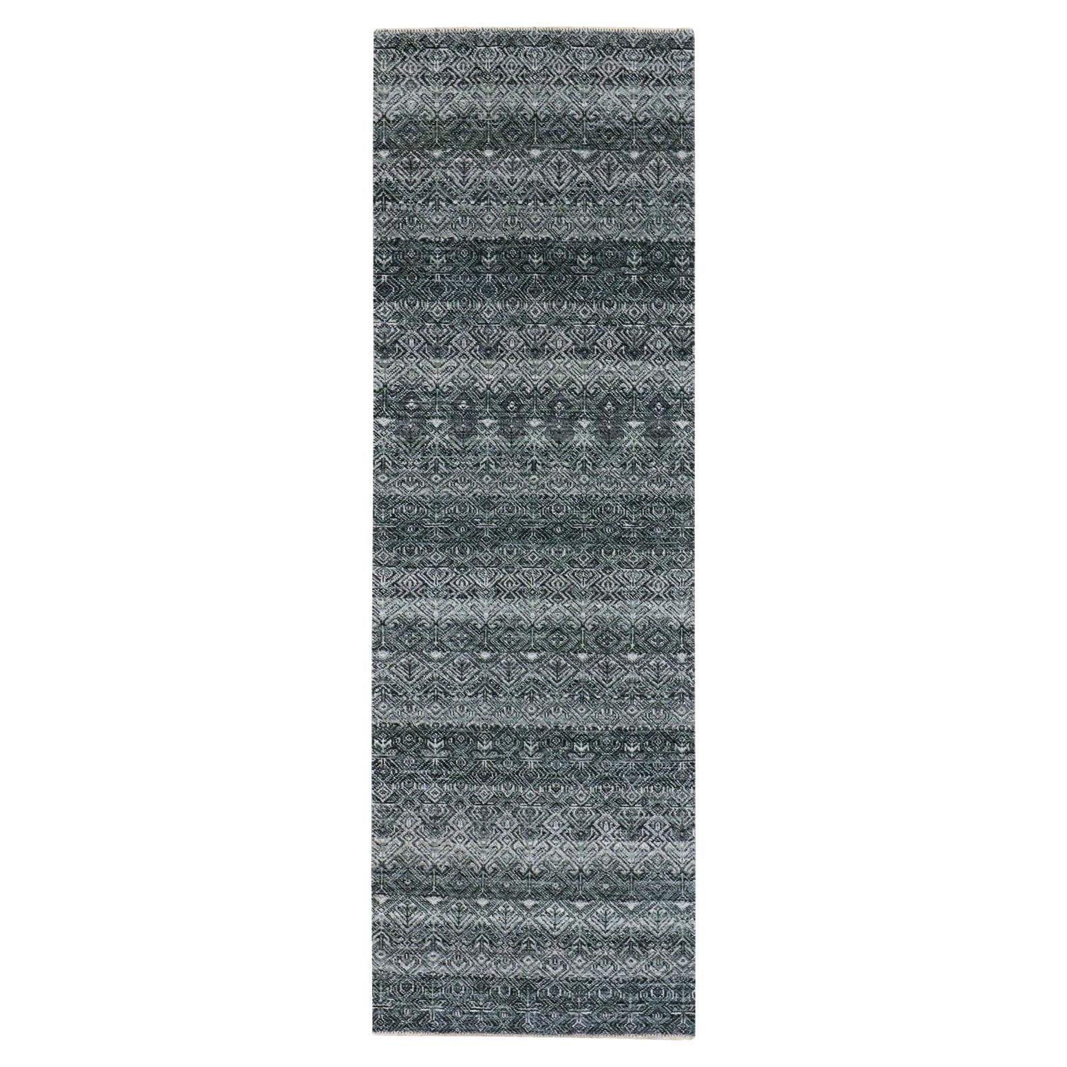 2'7"x8' Onyx Gray Hand Knotted Kohinoor Herrita Wool Runner Oriental Rug
