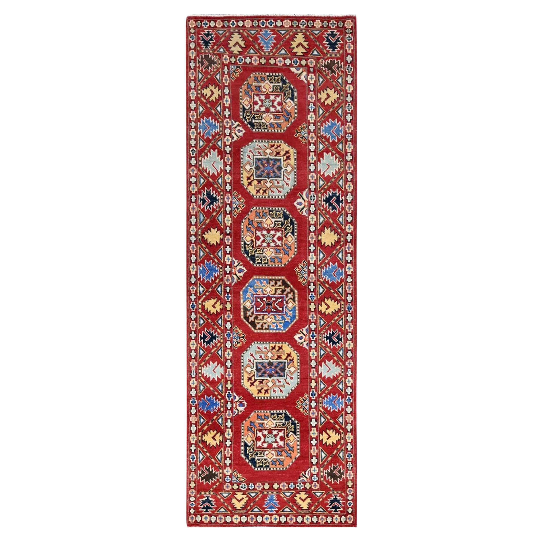 2
7 "x8
 Roter handgeknüpfter afghanischer Ersari Special Kazak Wool Wide Runner Rug