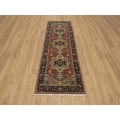2'7 "x8' Rot Heriz Revival Medaillon Design Hand geknüpft reine Wolle Läufer Teppich