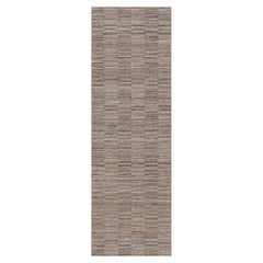 Tapis de passage en polyester à motif quadrillé moderne, tissé à la main, couleur « Beaver Brown », 2'7" x 8'1"