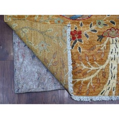 2'7 "x8'1" Marrón Peshawar Diseño Aves del Paraíso Alfombra de Lana Anudada a Mano