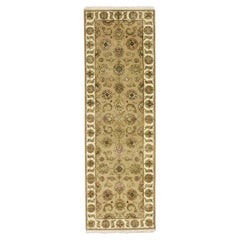 2'7"x8'1" Brown Rajasthan with Leaf Design Hand Knotted Wool and Silk Runner Rug