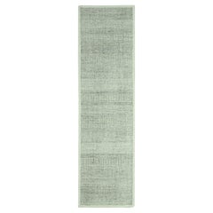2'7"x8'1" Gray Oxidized and Distressed Grass Design Hand Knotted Wool Runner Rug