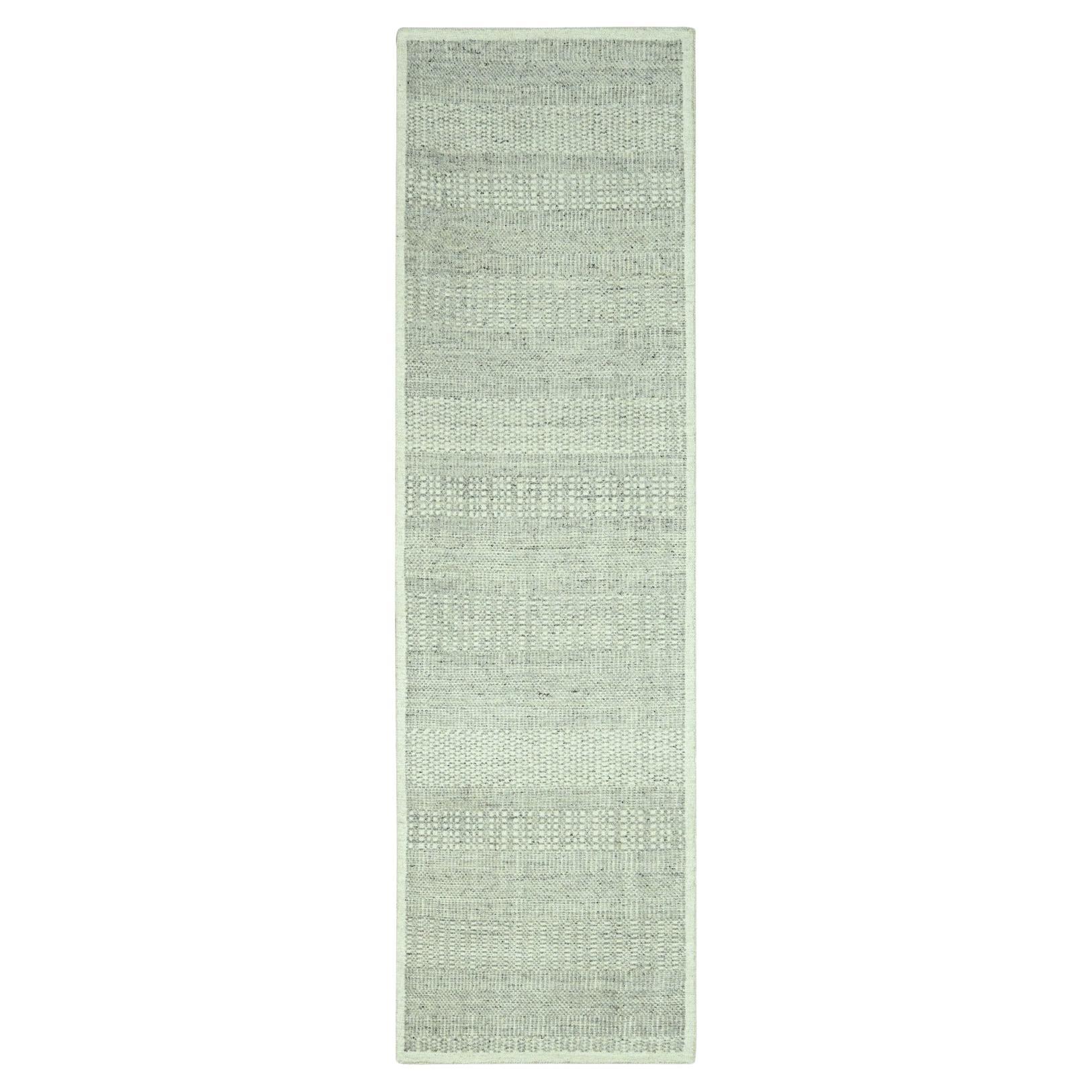 2
7 "x8
1" Misty Gray 100% Wolle Distressed Grass Design Hand Knotted Läufer Teppich