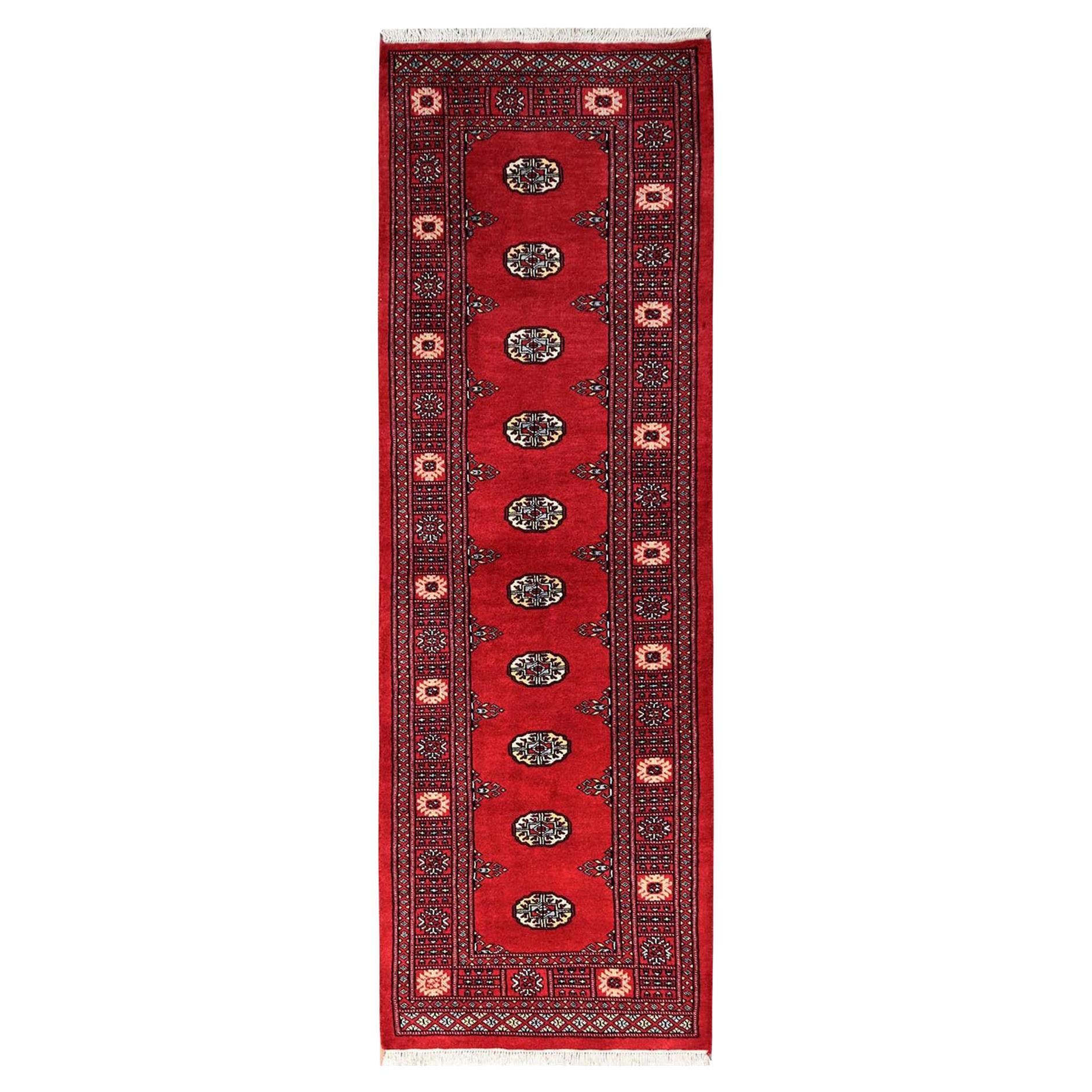 2
7"x8
1" Scarlet Red Princess Bokara Hand Knotted Soft Wool Runner Oriental Rug