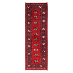 2
7"x8
1" Scarlet Red Princess Bokara Hand Knotted Soft Wool Runner Oriental Rug