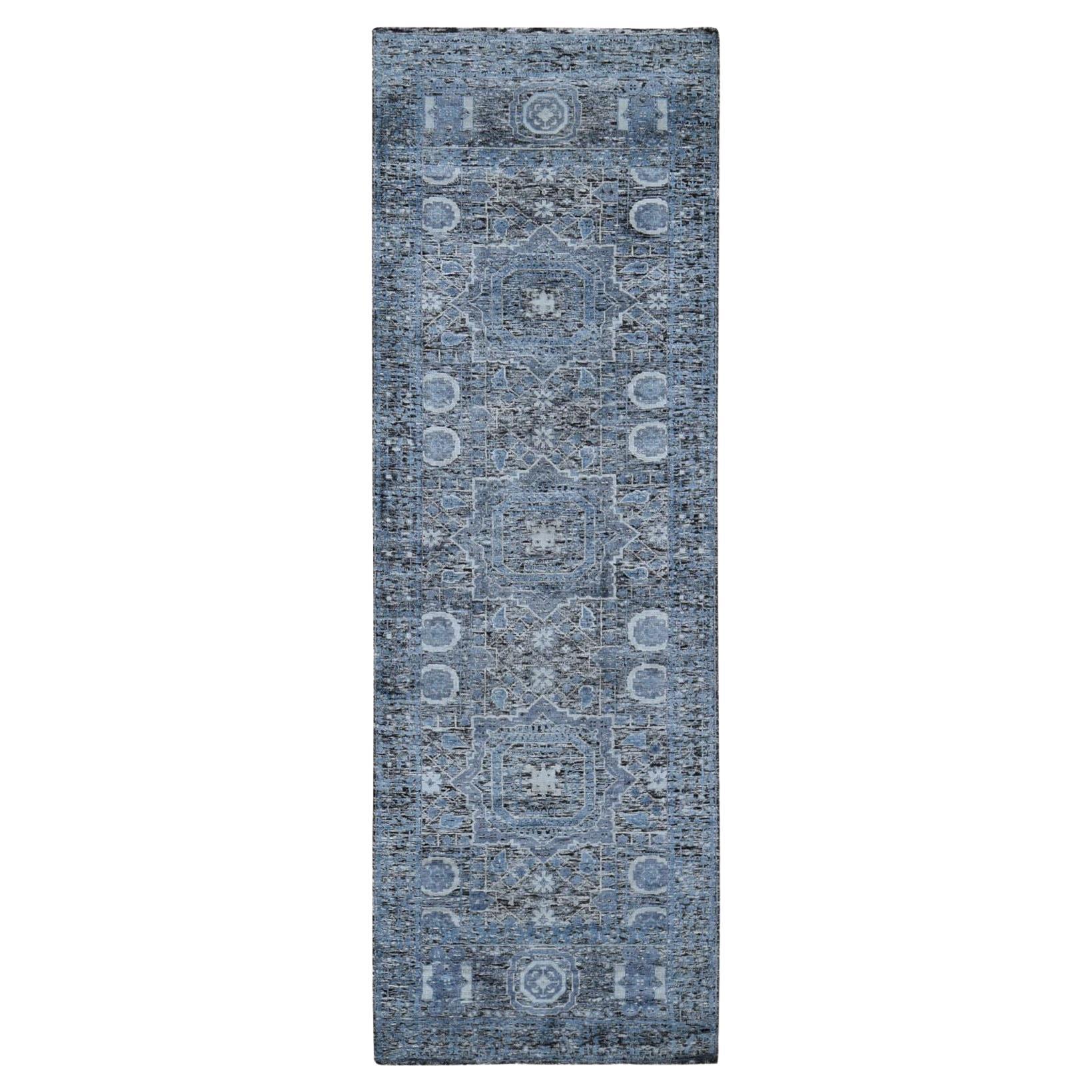 2'7 "x8'1" Alfombra de Pista de Diseño Mameluco de Seda con Lana Texturada de Pelo Muy Bajo en venta