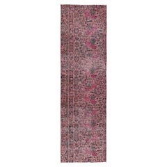2'7"x8'10" Pink Overdyed Vintage Persian Tabriz Hand Knotted All Wool Runner Rug