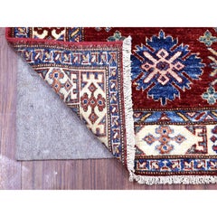 2'7"x8'10" Soft Natural Wool Hand Knotted Brick Red Super Kazak Oriental Rug