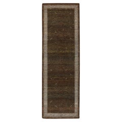 2'7"x8'2" Brown Hand Knotted Khotan Influence Intricate Design Wool Runner Rug