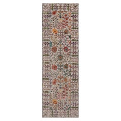 2
7"x8
2" Ivory-Brown Vase Design Silk 
Textured Wool Hand Knotted Runner Rug