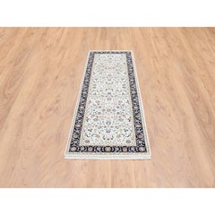 2'7"x8'2" Ivory, Hand Knotted Nain, 250 KPSI Wool Runner Rug