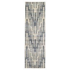 2'7"x8'2" Pure Silk and Textured Wool Zigzag with Graph Design Hand Knotted Rug