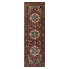 2'7"x8'2" Red Antiqued Fine Heriz Re-Creation Hand Knotted Soft Wool Runner Rug