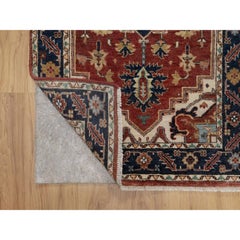 2'7"x8'3" Brick Red Hand Knotted Antiqued Fine Heriz Re-Creation Wool Runner Rug