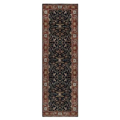 2'7 "x8'3" Bleu nuit antique Heriz Re-Creation Tapis de course en laine nouée à la main