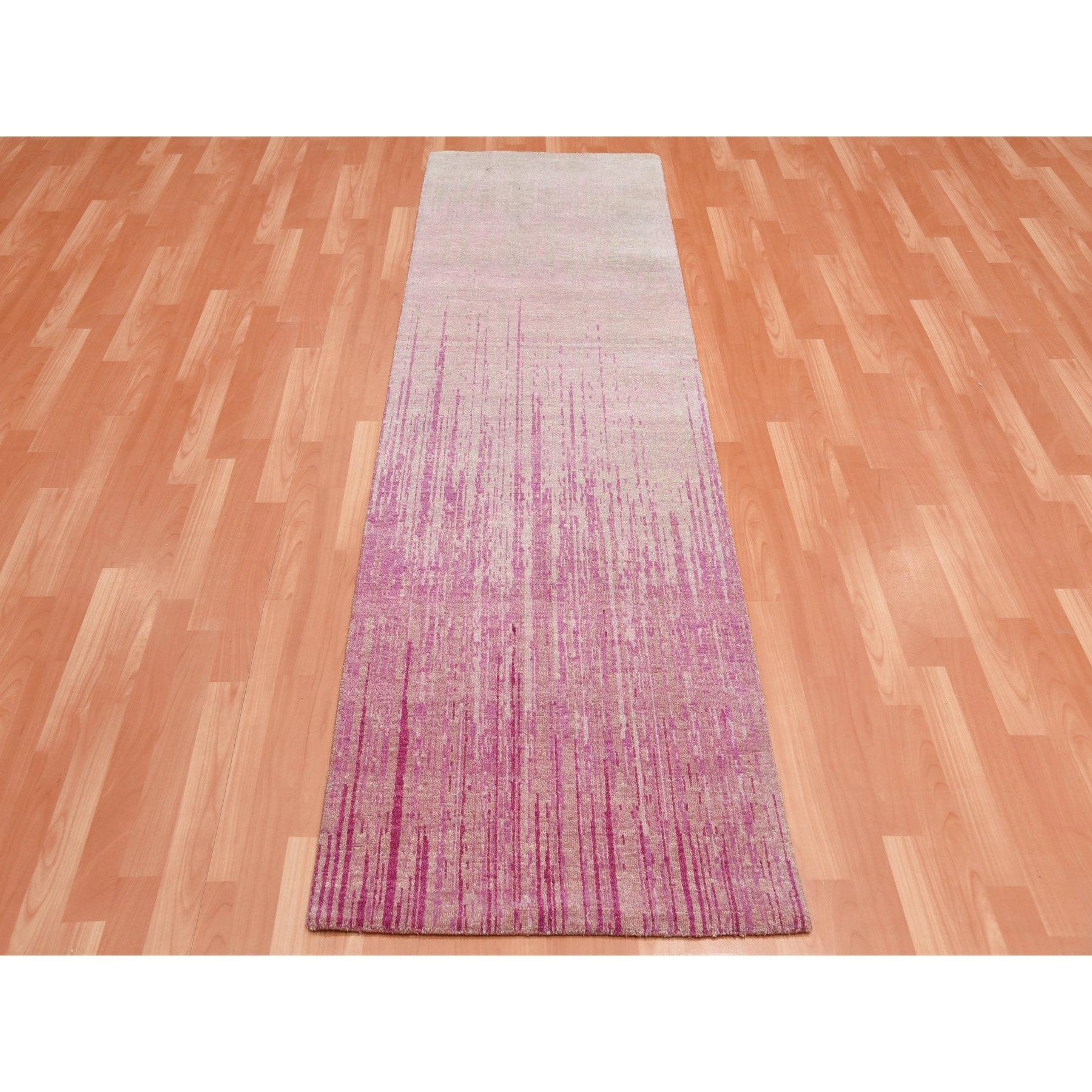 This is a truly genuine one-of-a-kind Pink Hand Knotted Wool Vertical Ombre Design Runner Oriental Rug. It has been Knotted for months and months in the centuries-old weaving craftsmanship techniques by expert artisans.
Primary materials:
