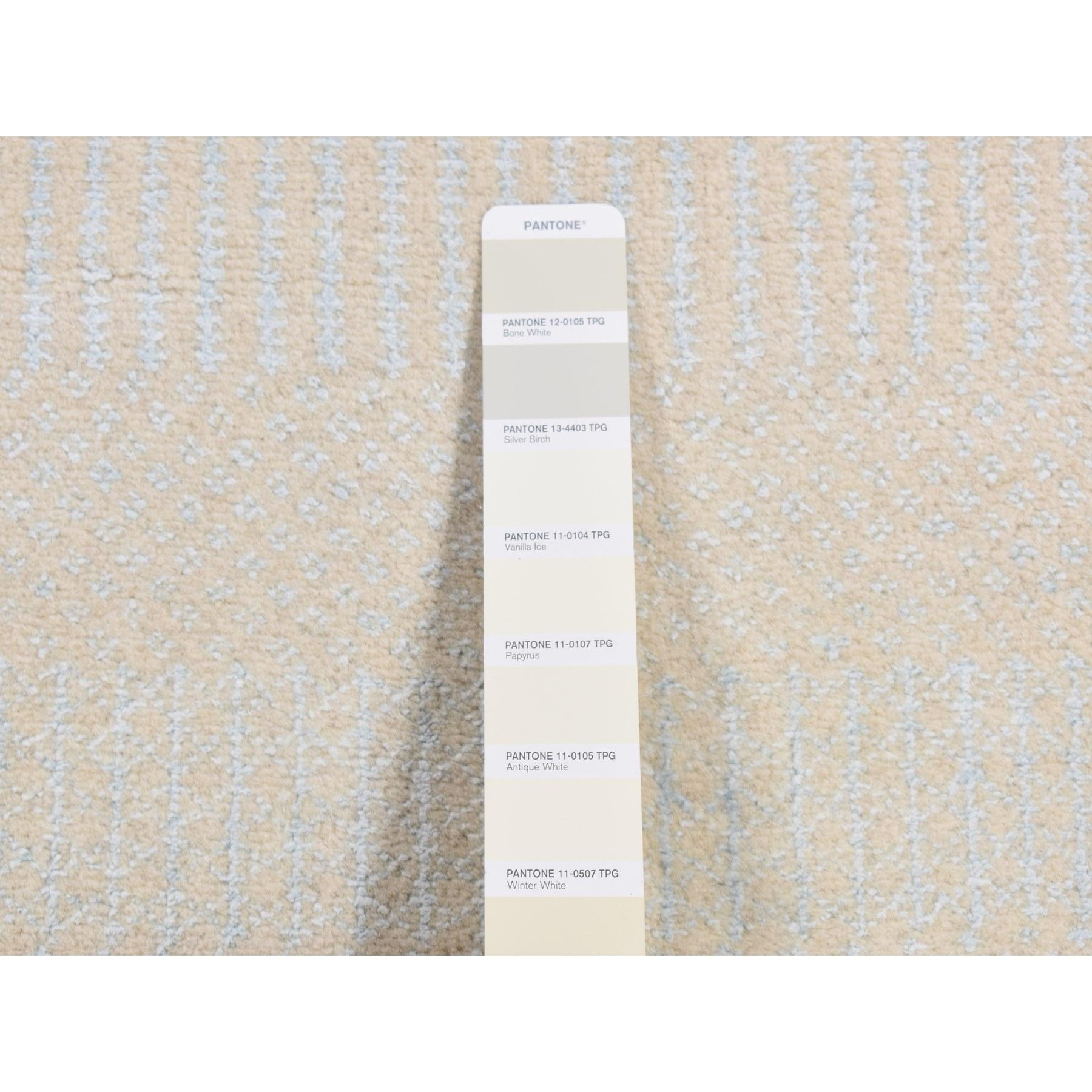Moderno Tappeto Runner Avorio Grass Design Gabbeh in lana e seta annodato a mano 2'7 