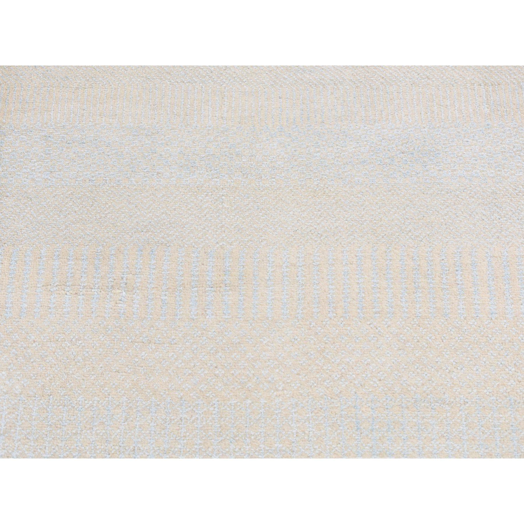 Indiano Tappeto Runner Avorio Grass Design Gabbeh in lana e seta annodato a mano 2'7 