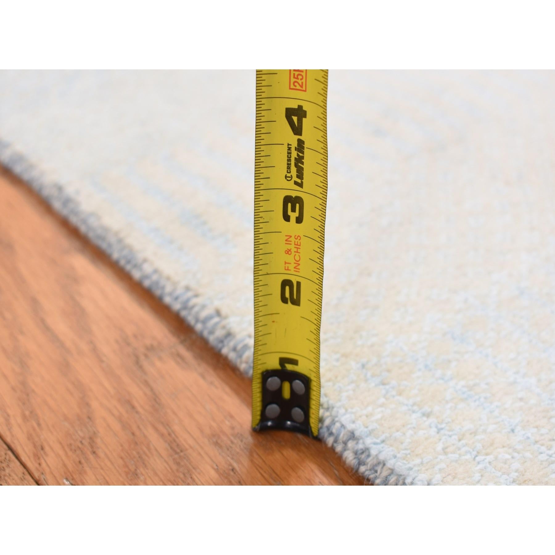 Tappeto Runner Avorio Grass Design Gabbeh in lana e seta annodato a mano 2'7 