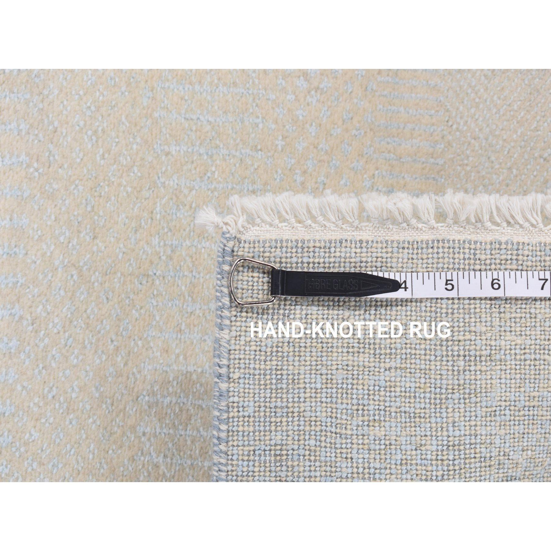 XXI secolo e contemporaneo Tappeto Runner Avorio Grass Design Gabbeh in lana e seta annodato a mano 2'7 