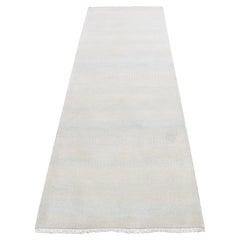 Tappeto Runner Avorio Grass Design Gabbeh in lana e seta annodato a mano 2'7 "x8'4"