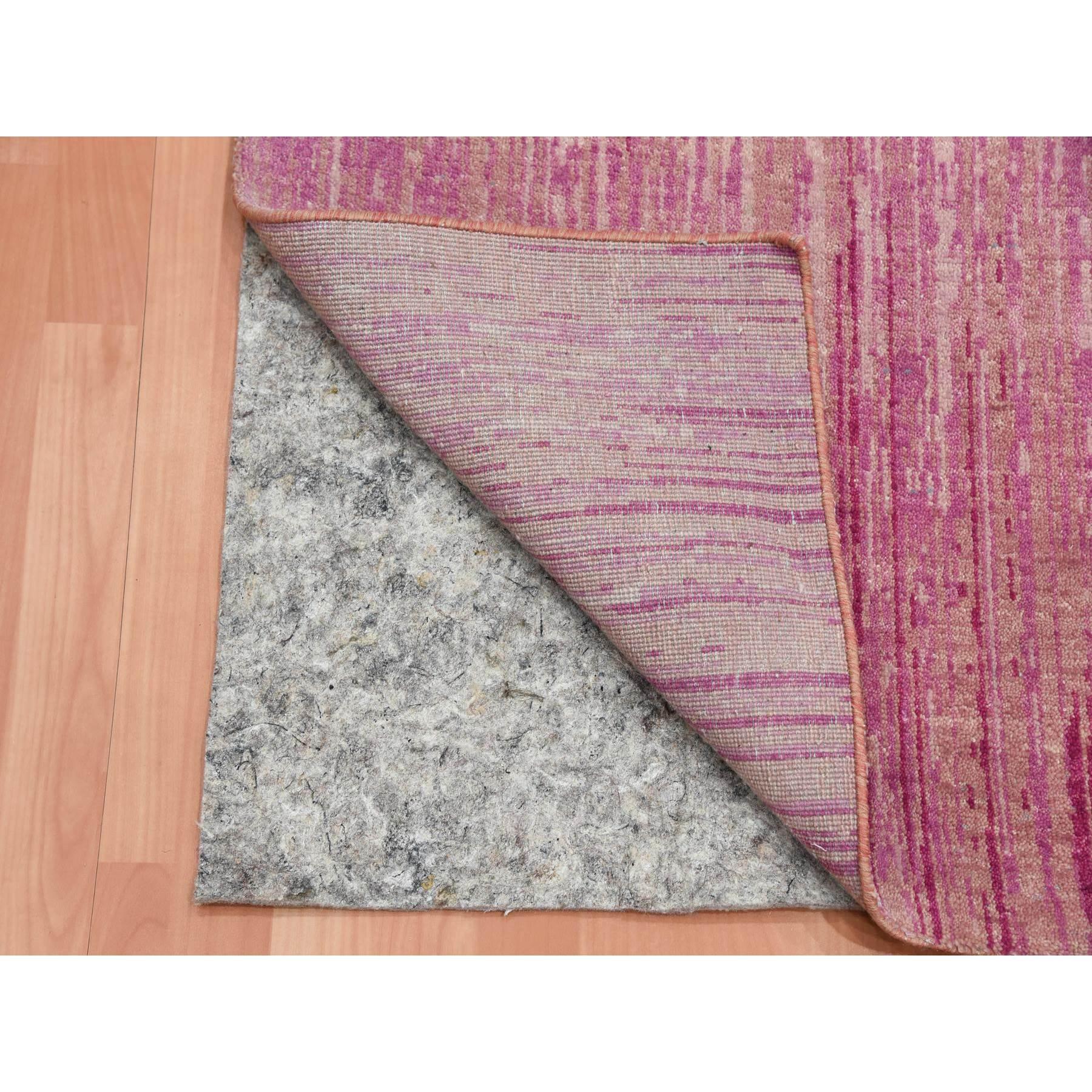 Moderno Tappeto Runner in lana naturale rosa 2'7 